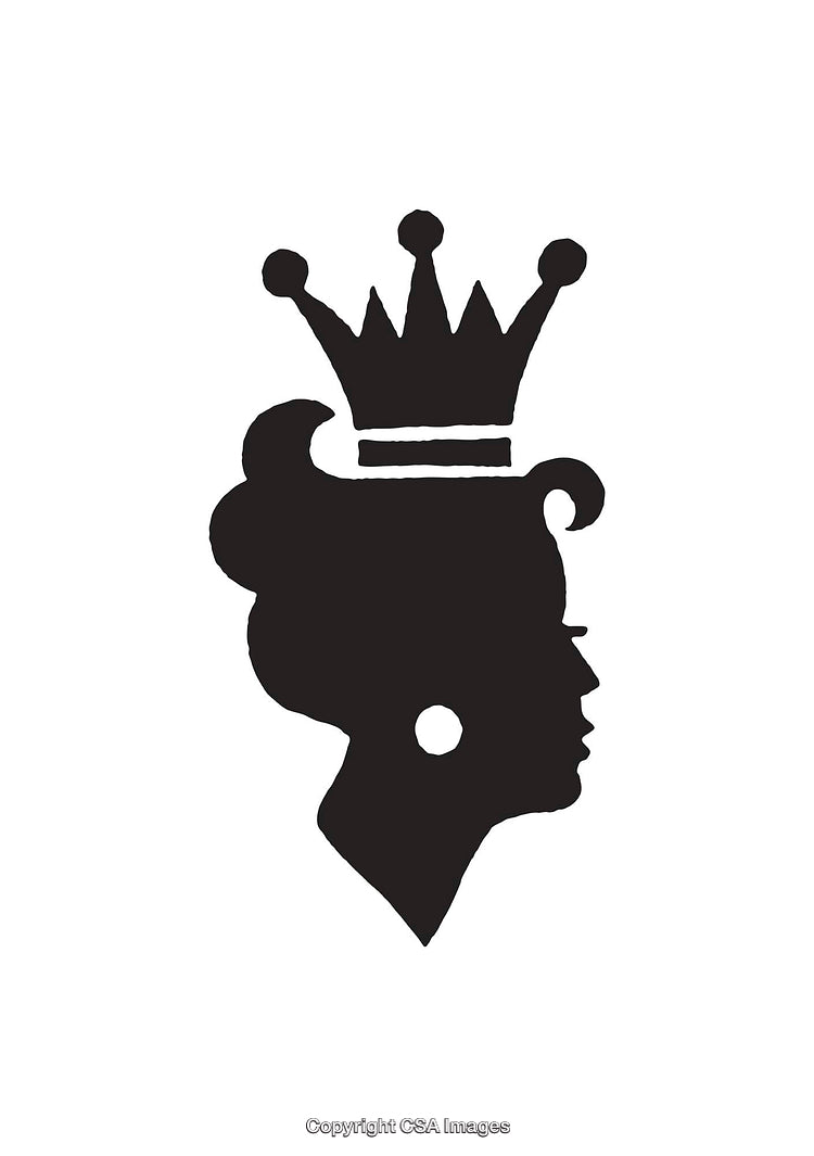 Silhouette Portrait of a Queen with a Crown in Minimalist Style