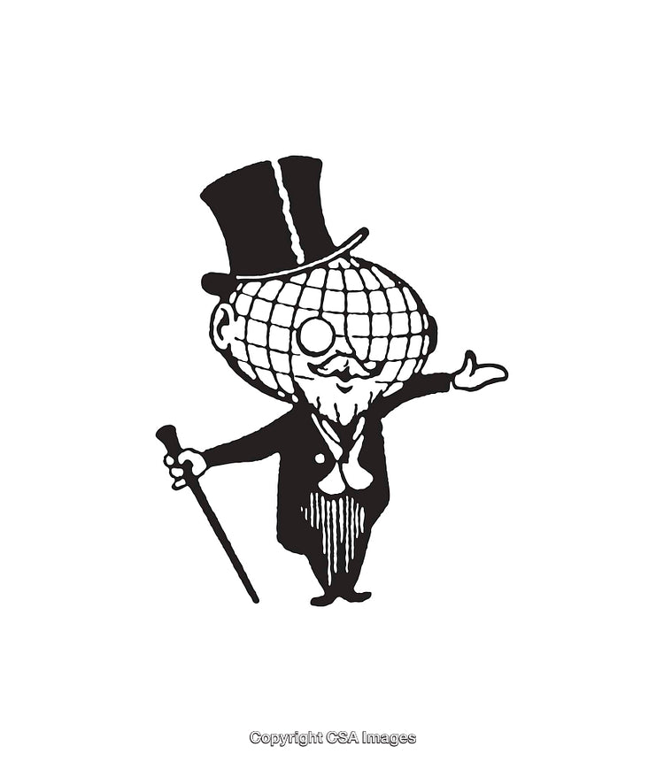 Elegant Line Art Illustration of Distinguished Character Dressed in a Top Hat
