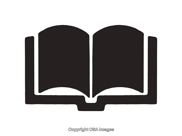 Minimalist Black and White Icon of an Open Book with Pages
