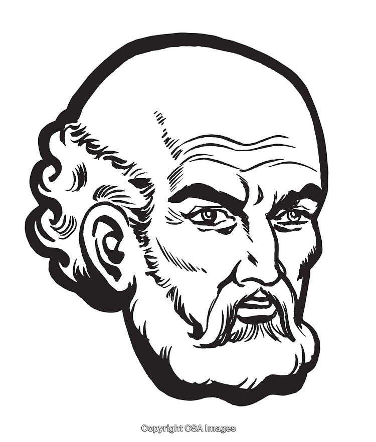 Hand-Drawn Illustration of a Bearded Male Face in Black and White