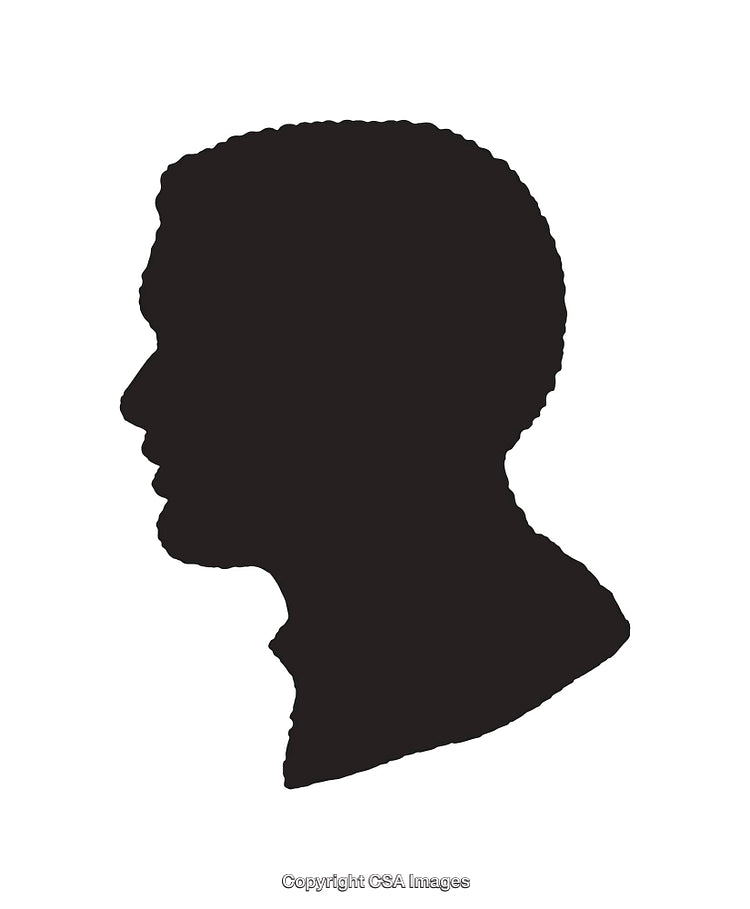 Silhouette Illustration of a Male Profile in Black and White