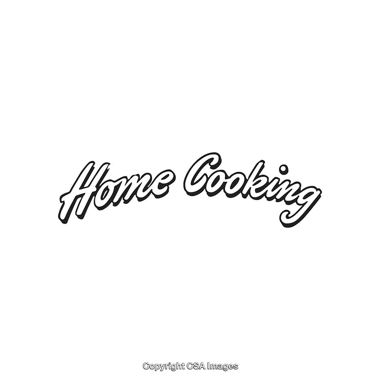 Stylized Home Cooking Text Design in Black and White on White Background