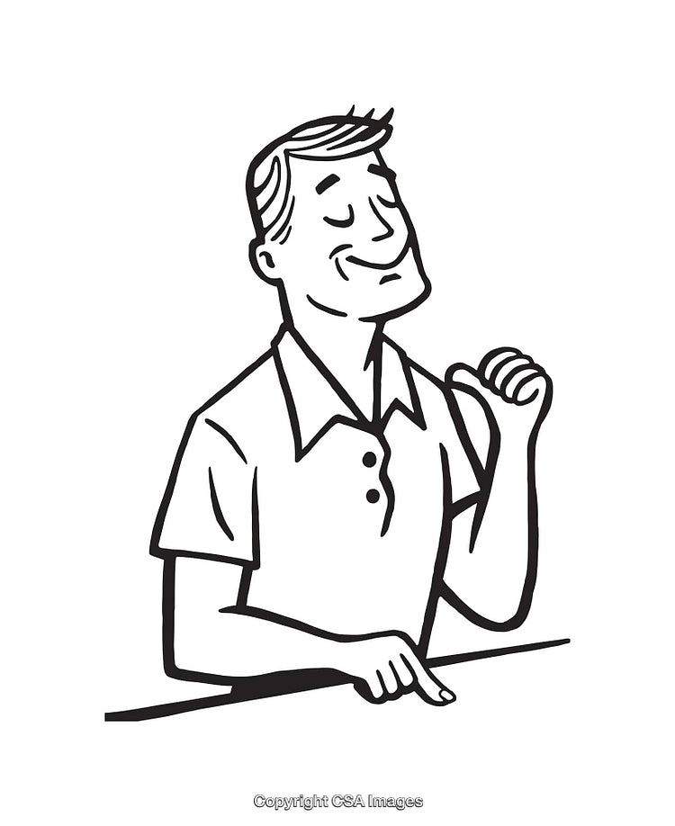 Black and White Illustration of a Confident and Proud Individual