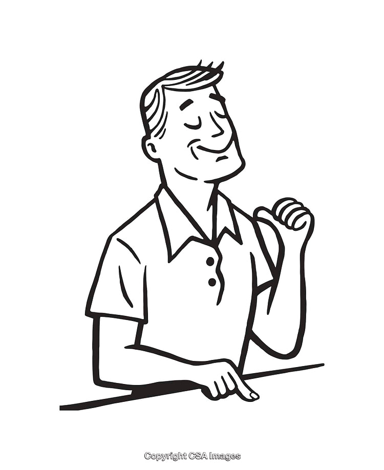 Black and White Illustration of a Confident and Proud Individual