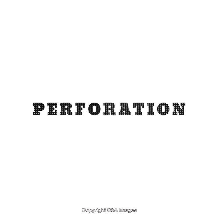 Text Design Depicting the Word Perforation in a Stenciled Font