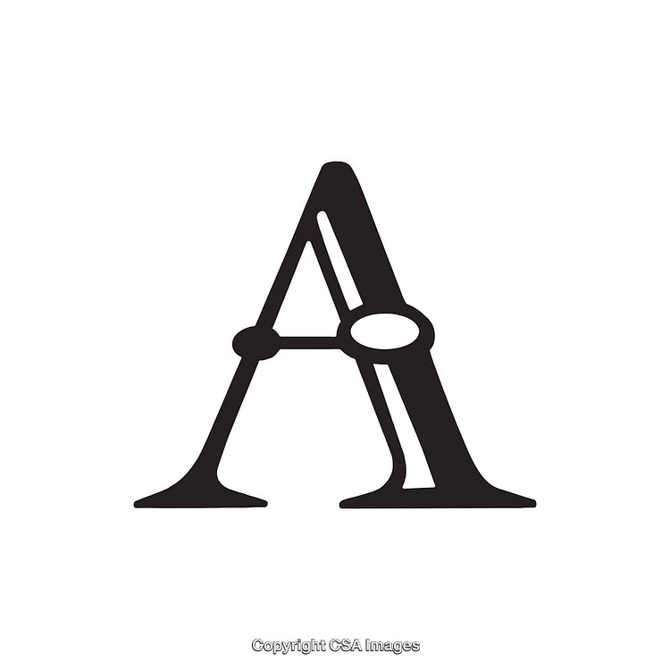 Detailed Black Letter A Design on a White Background