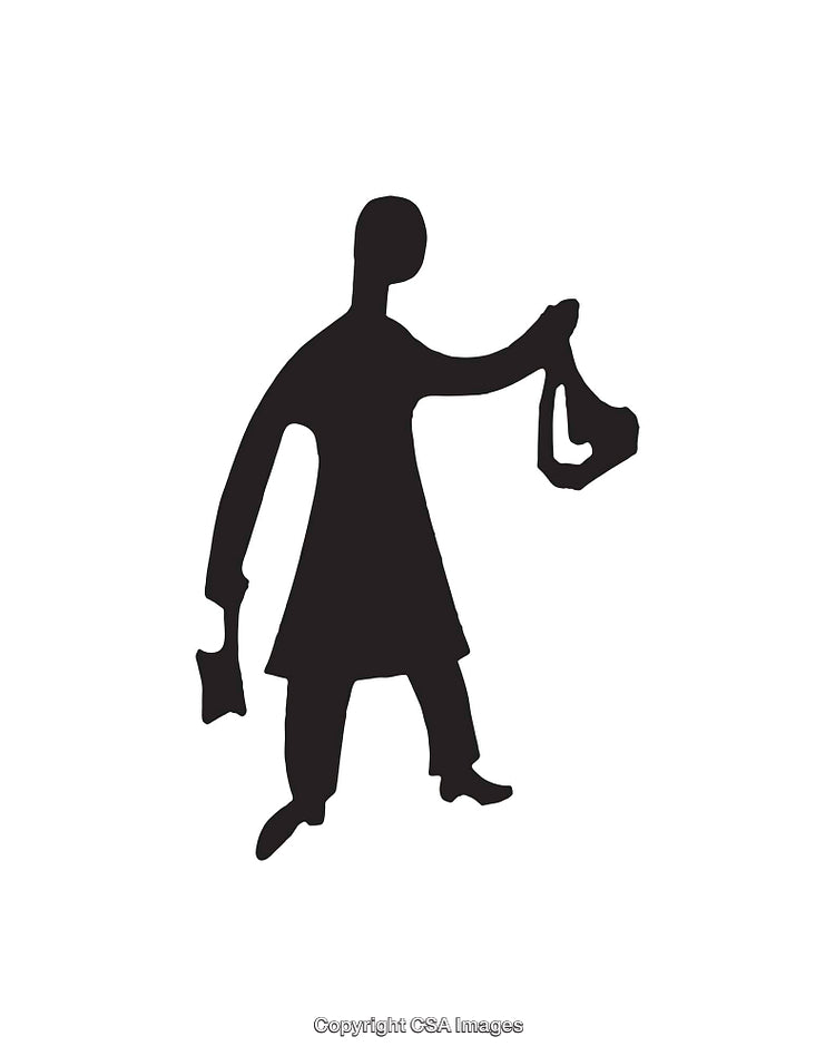 Silhouette Icon of Person Carrying Bags in Simple Black and White Style