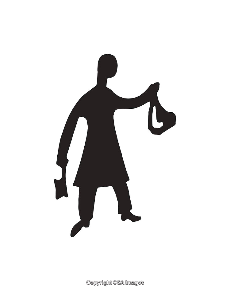 Silhouette Icon of Person Carrying Bags in Simple Black and White Style
