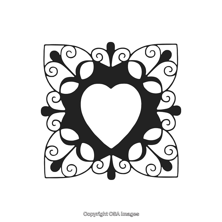 Ornate Heart Design with Elegant Floral Ornament