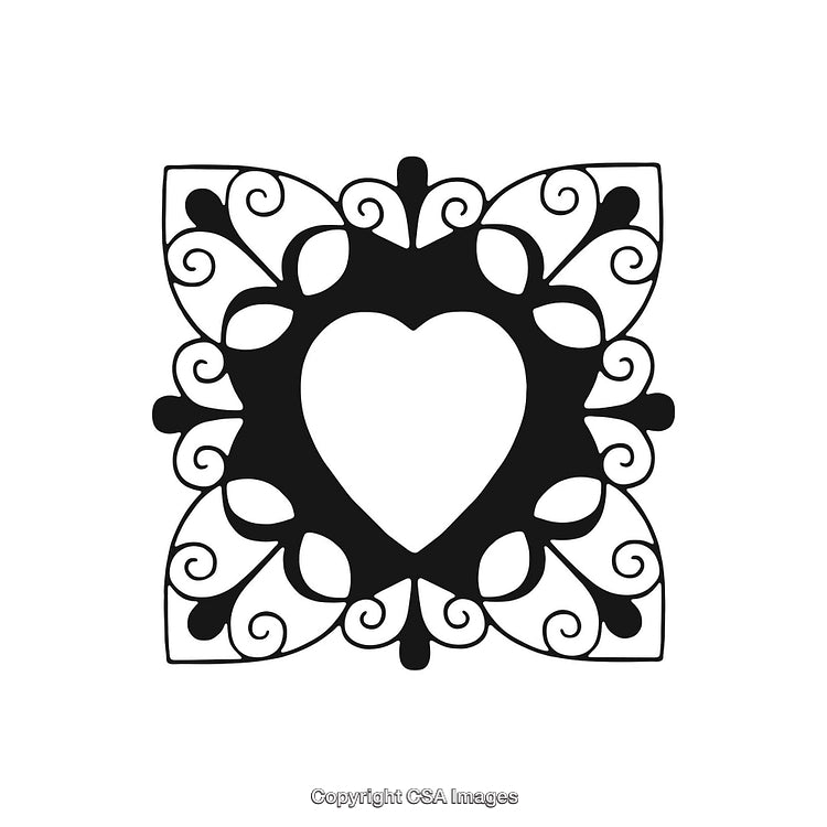Ornate Heart Design with Elegant Floral Ornament
