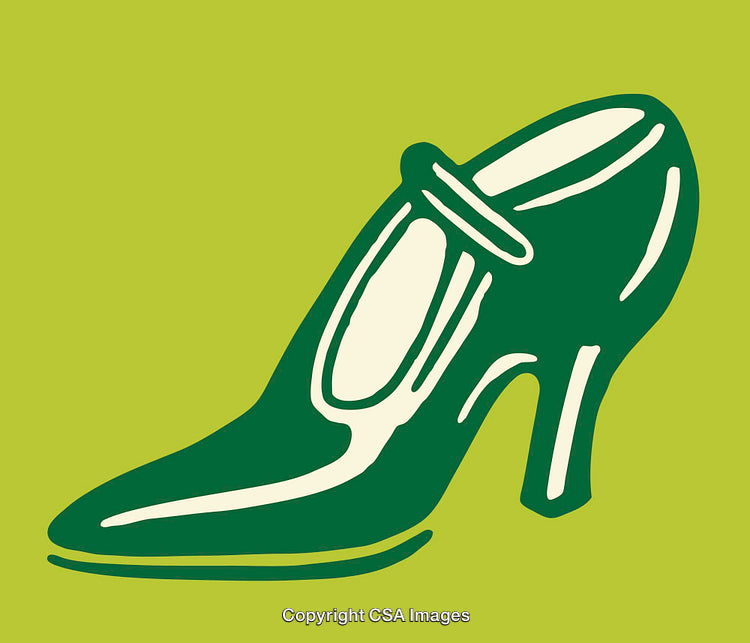 Stylized Green High Heel Shoe on a Vibrant Lime Background