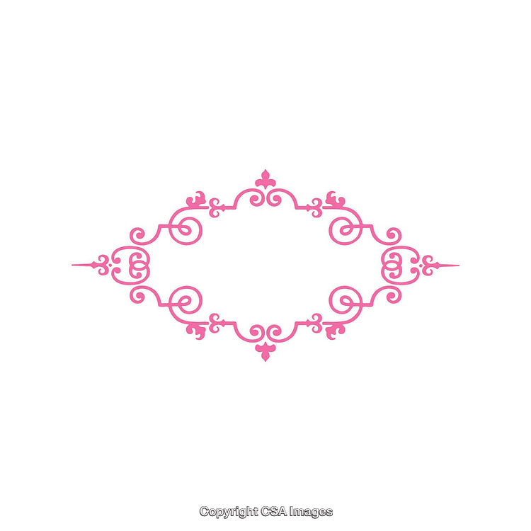 Elegant Pink Ornamental Frame with Intricate Swirl Design on White Background