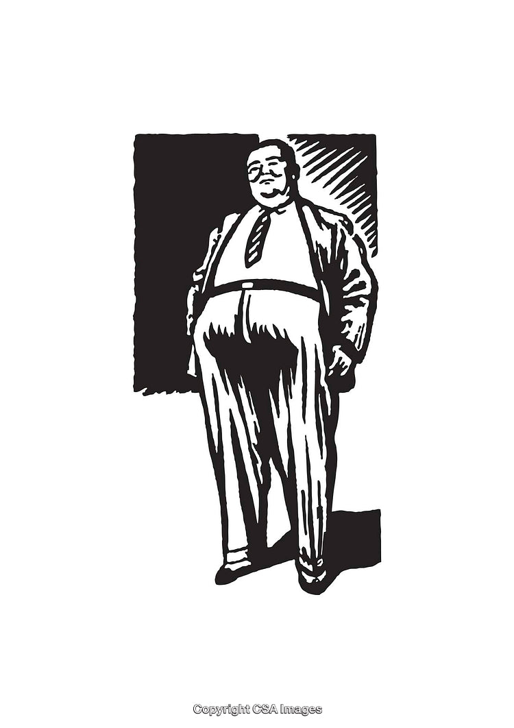 Black and White Line Art of a Formal Gentleman Illustration