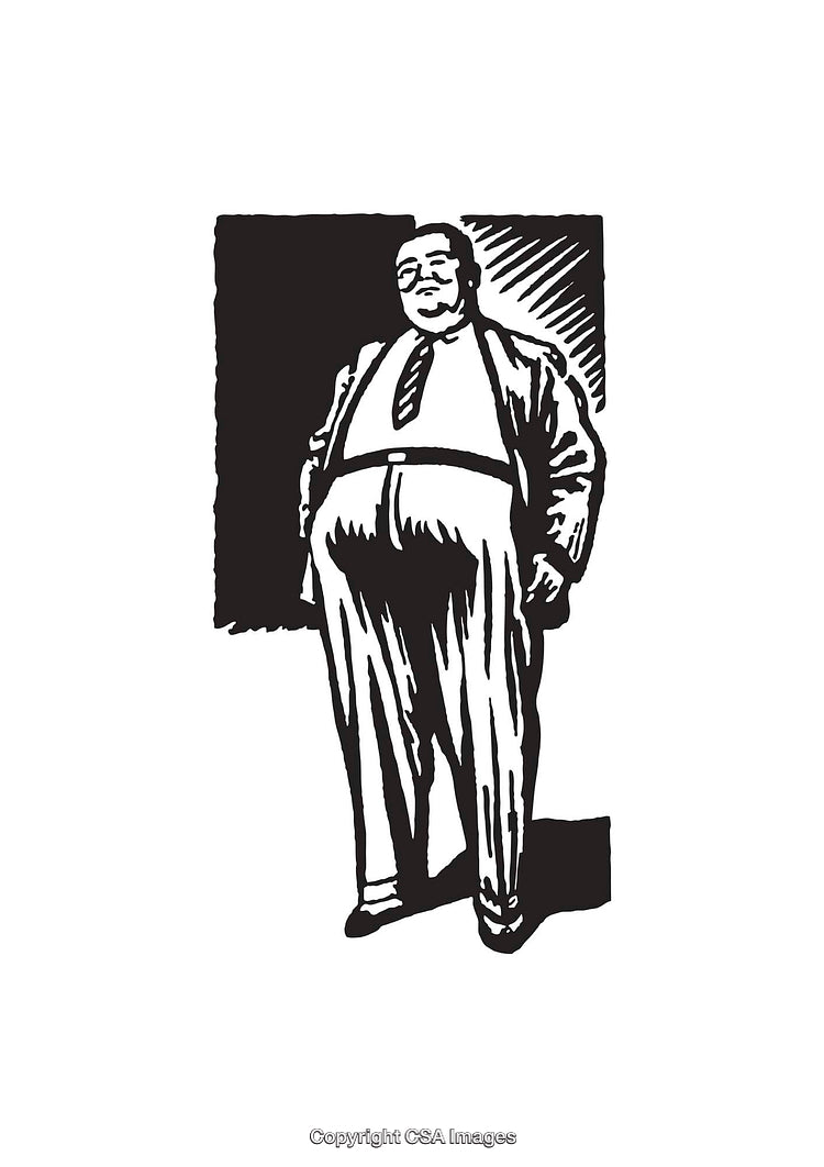 Black and White Line Art of a Formal Gentleman Illustration