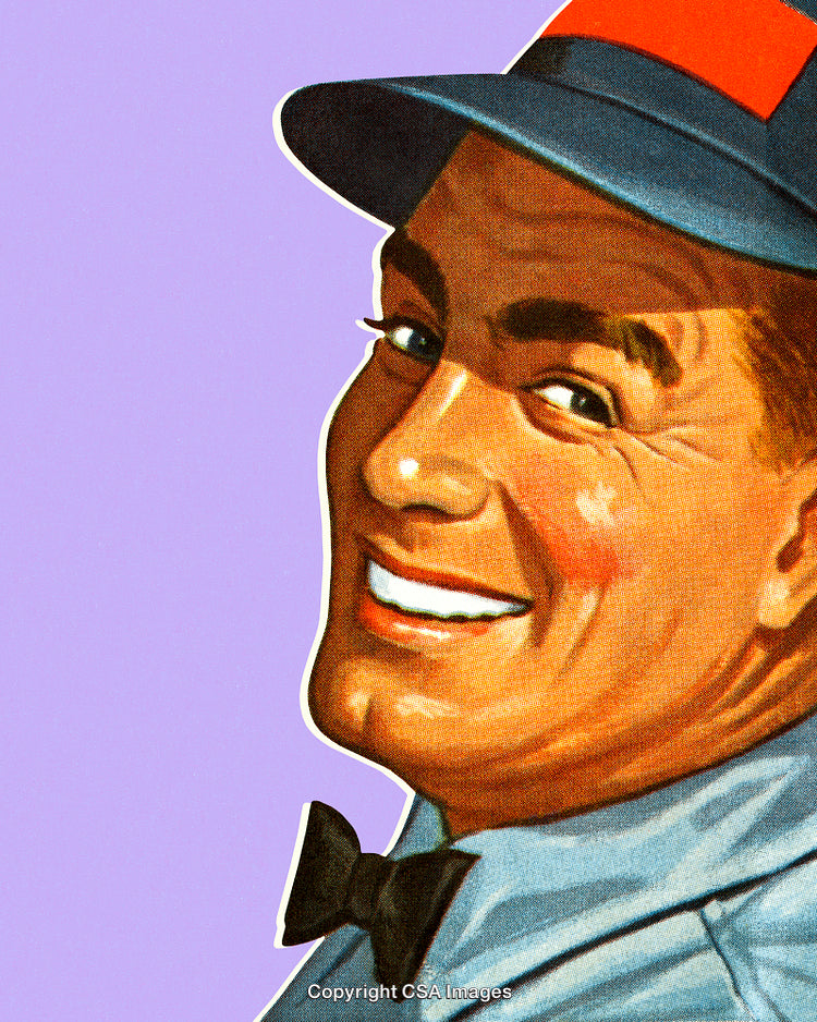 Retro Styled Smiling Man Portrait With Bright Colors and Vintage Aesthetic