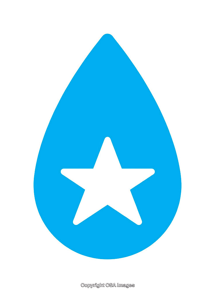 Blue Droplet Icon Featuring a White Star in Minimalist Design