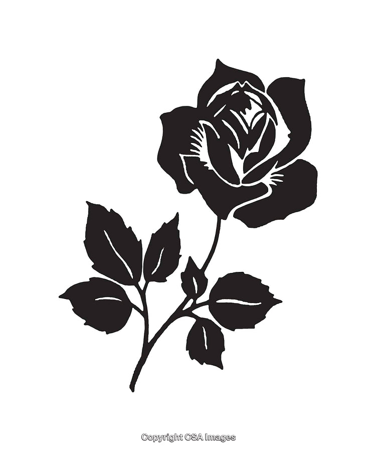 Elegant Black And White Line Art Illustration of a Rose Flower