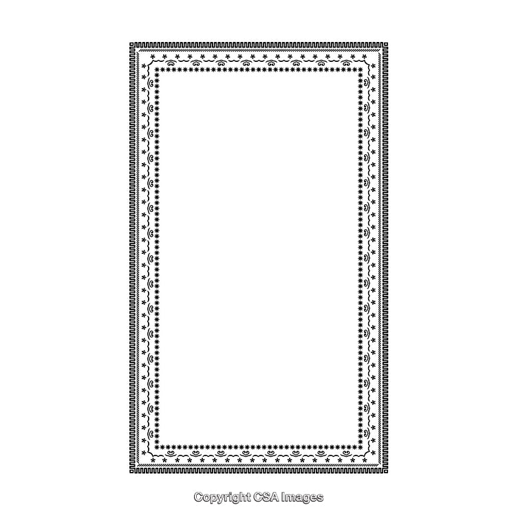 Black and White Ornamental Decorative Border Design in Rectangular Shape