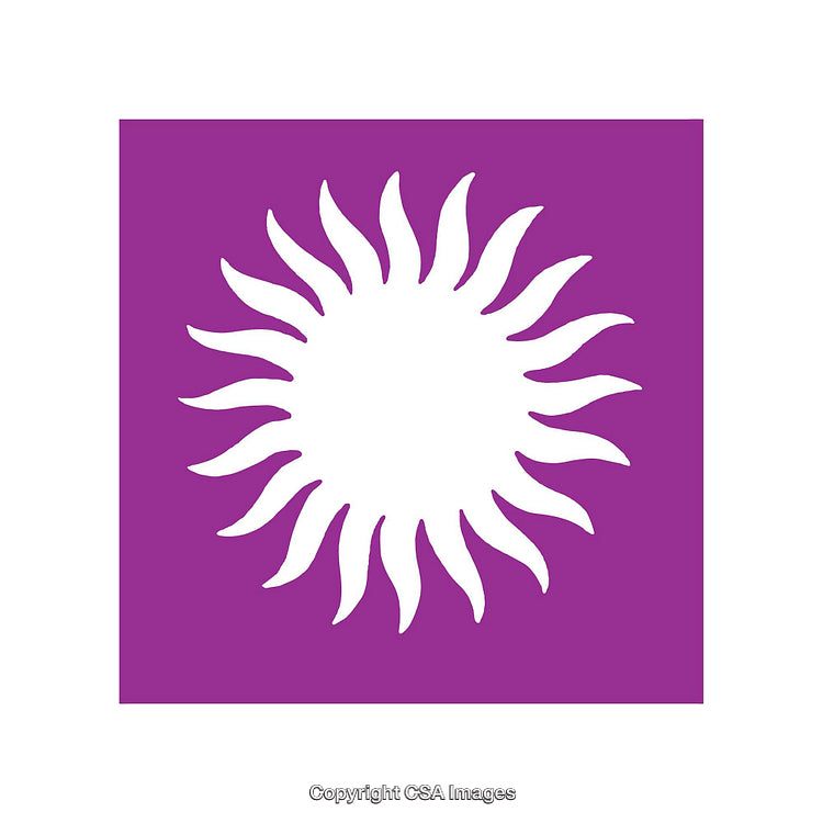 Purple Icon Featuring a White Sunburst Radiating From Center