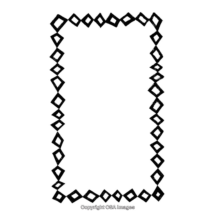 Abstract Black and White Geometric Frame with Diamond Patterns