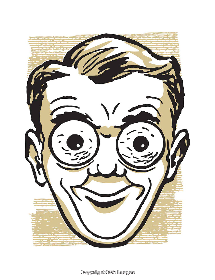 Retro Style Cartoon Smiling Face with Amusing Features