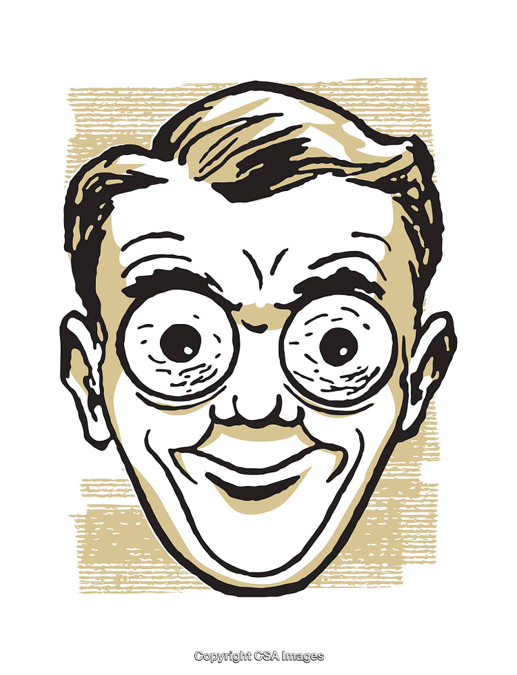 Retro Style Cartoon Smiling Face with Amusing Features