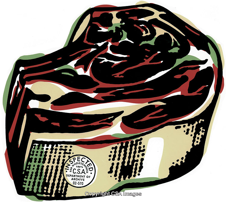 Illustration of a Ribeye Steak with Food Label in Pop Art Style