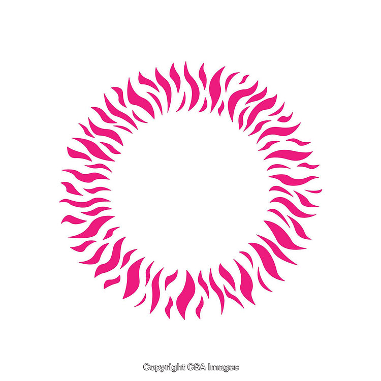 Pink Circular Pattern with Flame-Like Elements on White Background