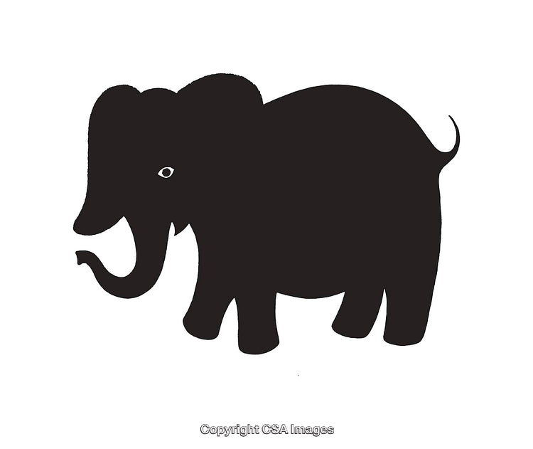 Silhouette Illustration of Elephant in Stylized Black and White Design