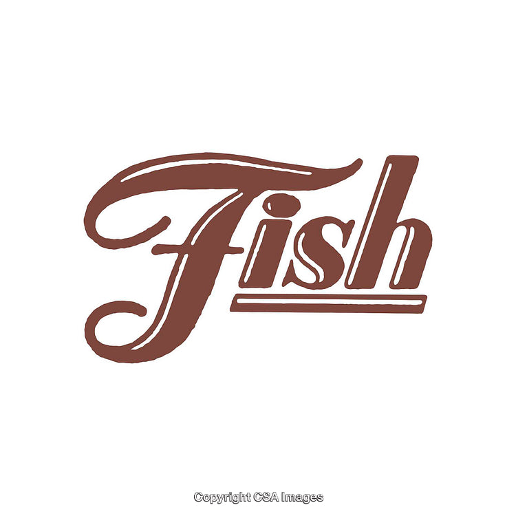 Rustic Brown Artistic Fish Word Typography Design with Underline Accent