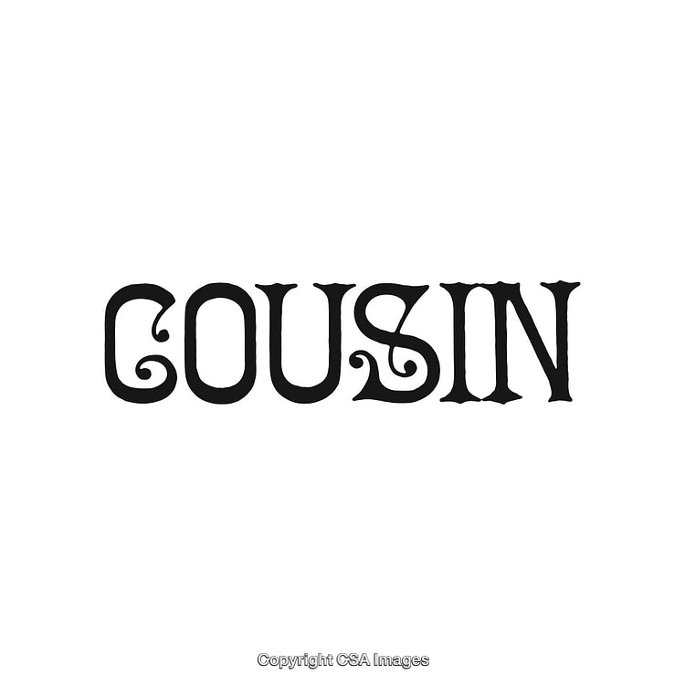 Elegant Typographic Design Featuring the Word 'Cousin' in a Decorative Style