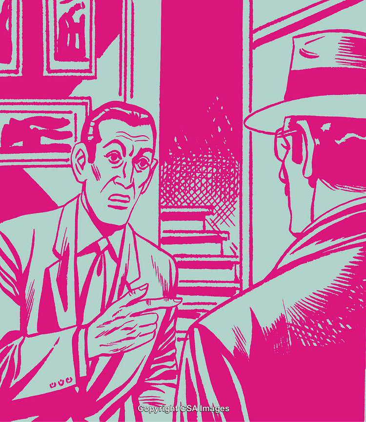 Vintage Illustration of Two Figures Engaged in a Serious Discussion