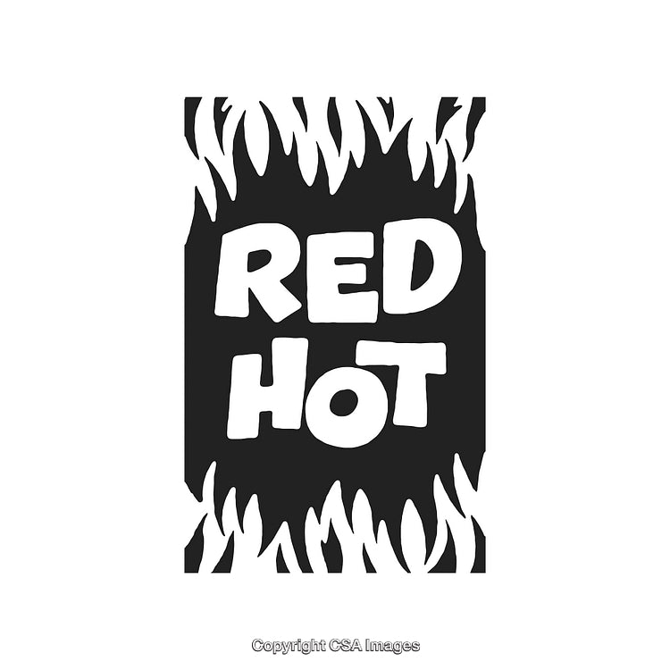 Graphic Design of Bold Text 'Red Hot' Surrounded by Flames