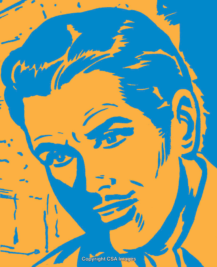 Artistic Portrait With Vibrant Modern Pop Art Styling in Blue and Yellow Colors
