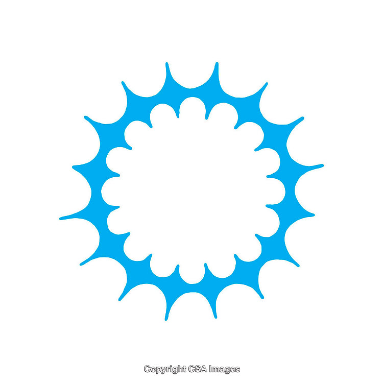 Blue Circular Shape with Spiky Design on White Background