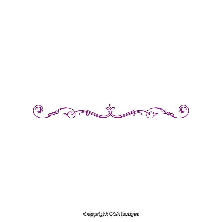 Elegant Ornamental Divider with Purple Floral Scroll Design on White Background