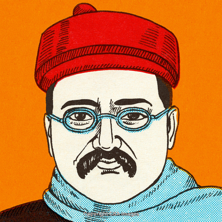 Colorful Illustration of a Man With Glasses and a Red Hat