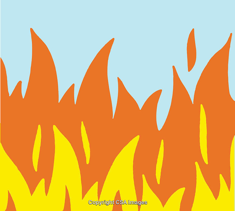 Vibrant Abstract Line Art Depiction of Orange and Yellow Flames