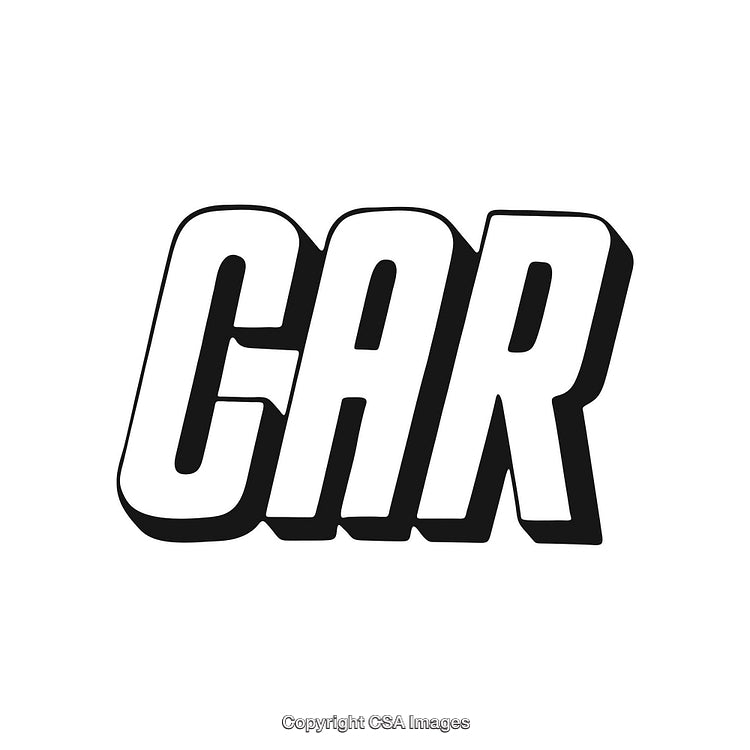 Stylized Bold Black and White Text Artwork Reading 'Car'