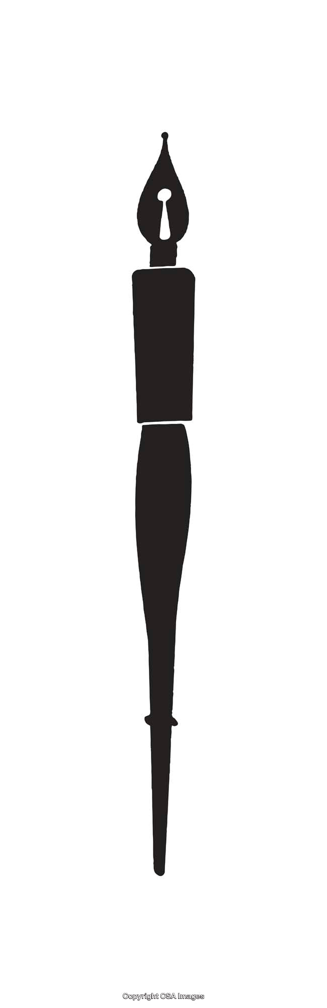 Minimalist Black and White Fountain Pen Silhouette Art Illustration