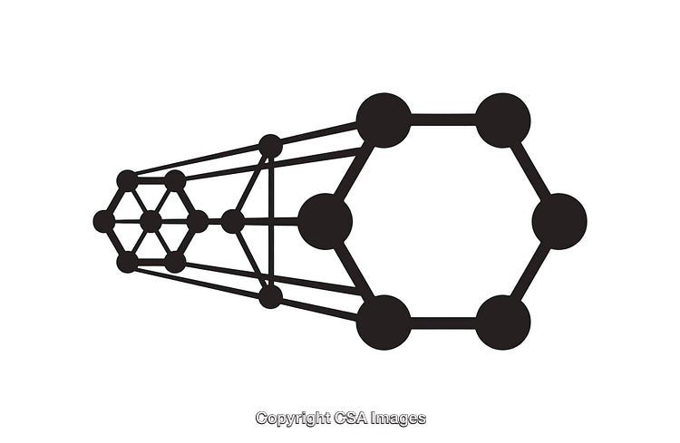 Black and White Line Art Illustration of Geometric Connections