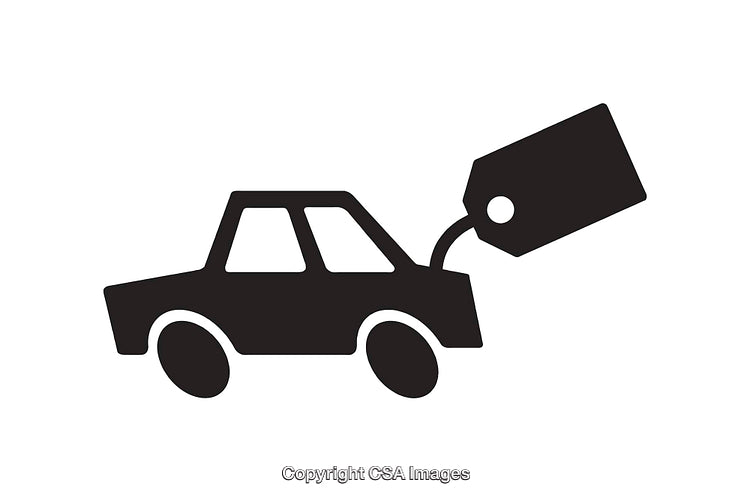 Black and White Car Icon with Price Tag Design