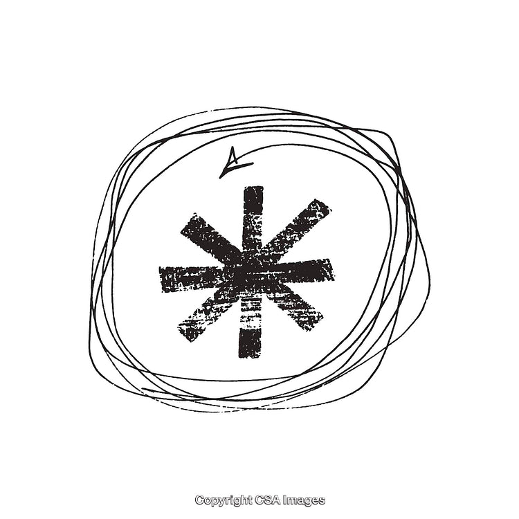 Abstract Black and White Starburst Symbol with Textured Lines