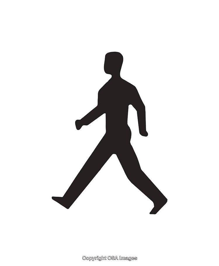 Silhouette of a Walking Figure Depicted in Simple Black and White Icon