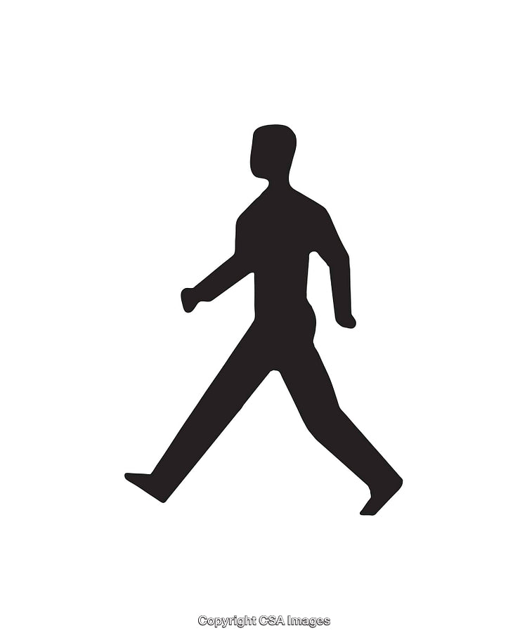 Silhouette of a Walking Figure Depicted in Simple Black and White Icon