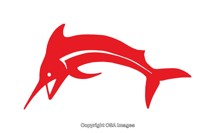 Red Stylized Marlin Logo with Simple Modern Design