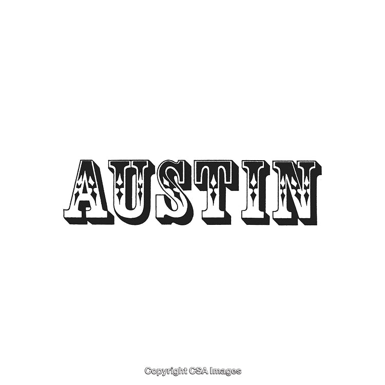 Western-Style Typography of the Word Austin with Decorative Elements