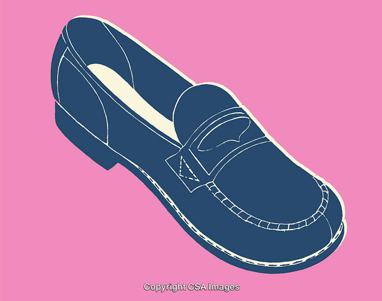 Minimalist Illustration of a Classic Loafer Shoe on a Pink Background