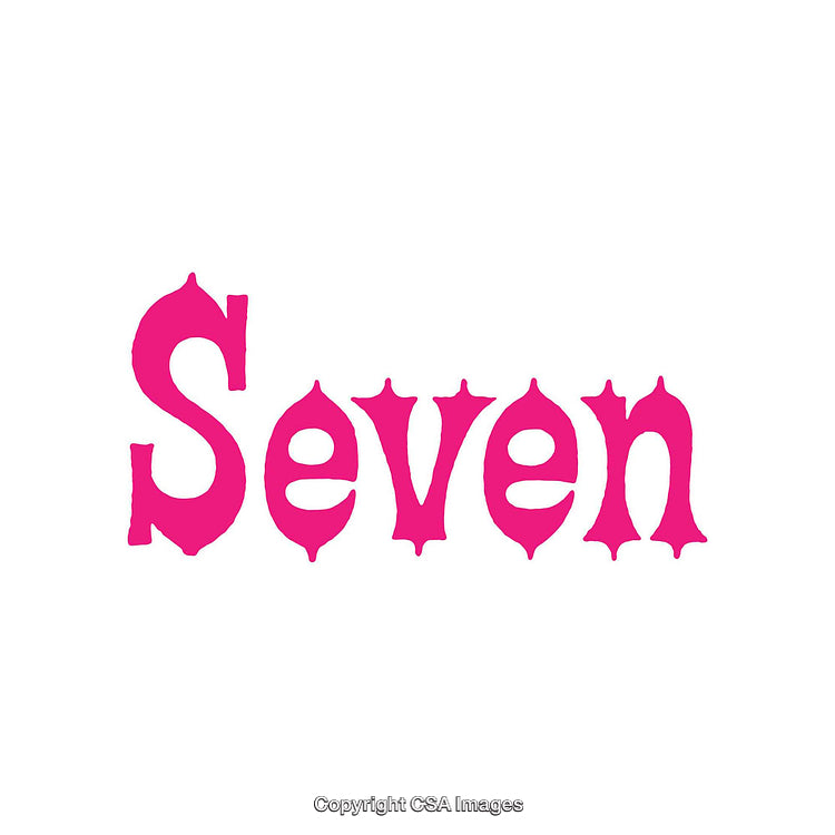 Stylized Typography Artwork Displaying the Word 'Seven' in Bright Pink Color