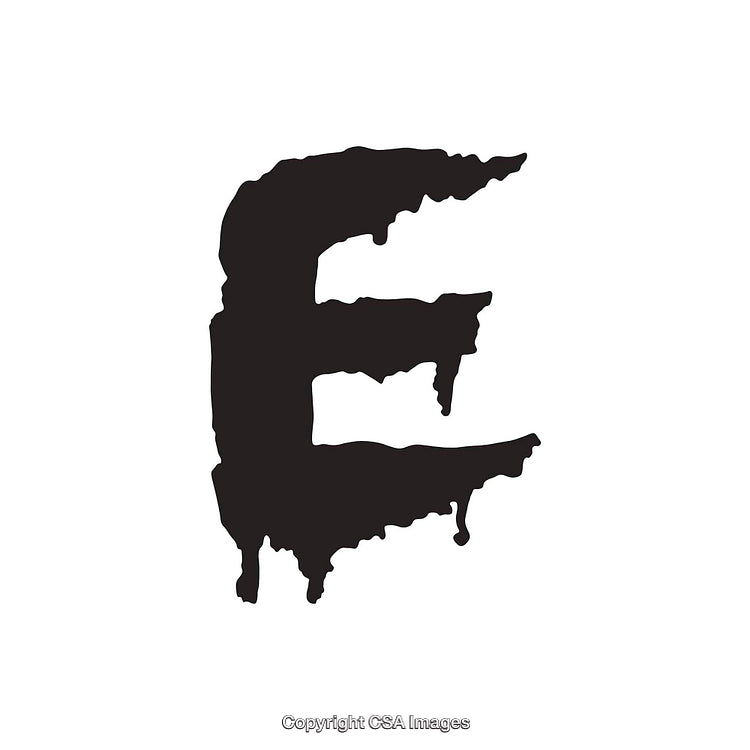 Stylized Dripping Letter E Artwork with Bold Black Design